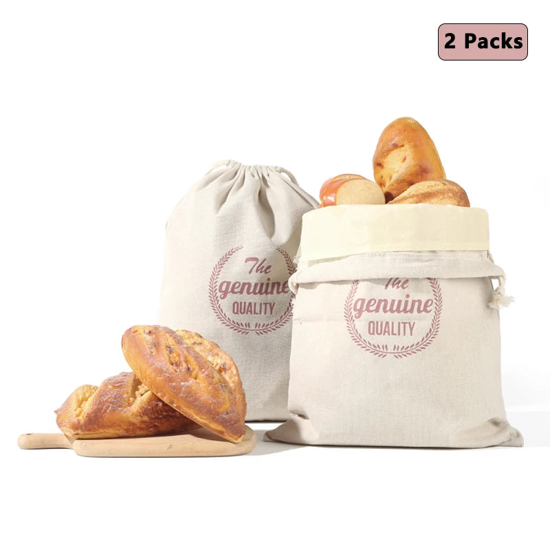 Beeswax Linen Bread Bags, Washable, Removable Lining, Reusable Bread Bag