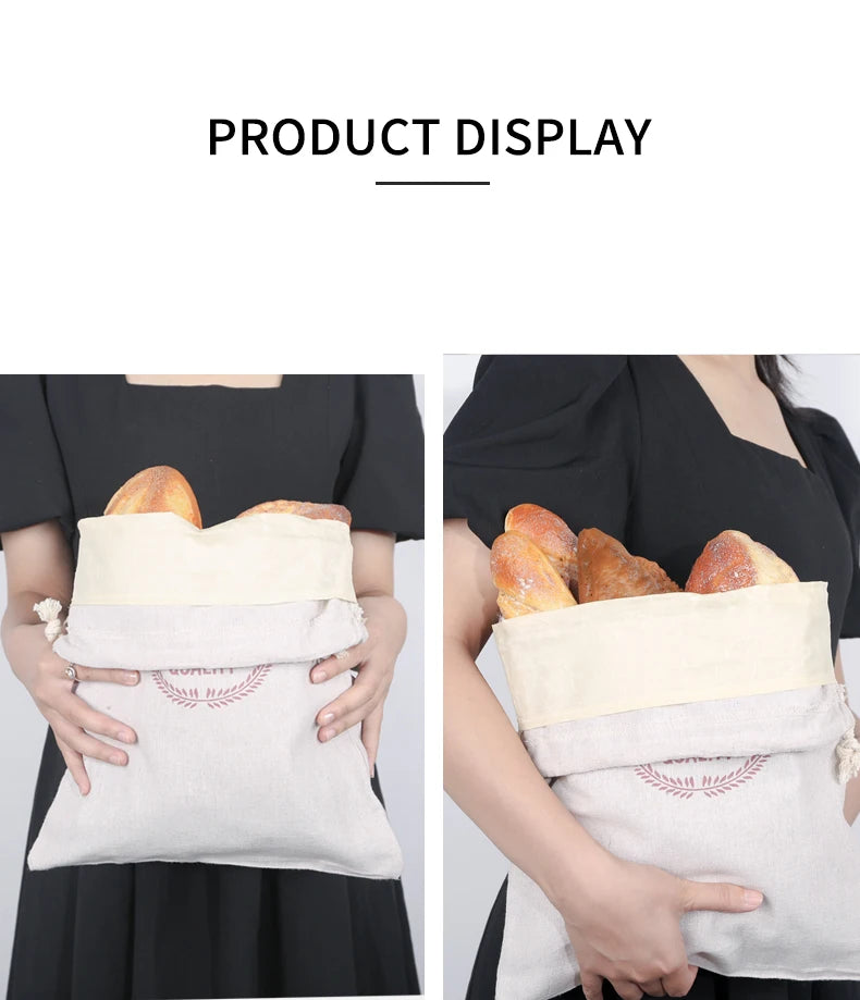 Beeswax Linen Bread Bags, Washable, Removable Lining, Reusable Bread Bag