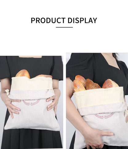 Beeswax Linen Bread Bags, Washable, Removable Lining, Reusable Bread Bag