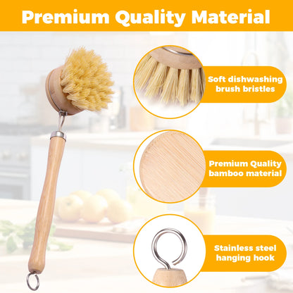 Bamboo Dish Brush Set pot
