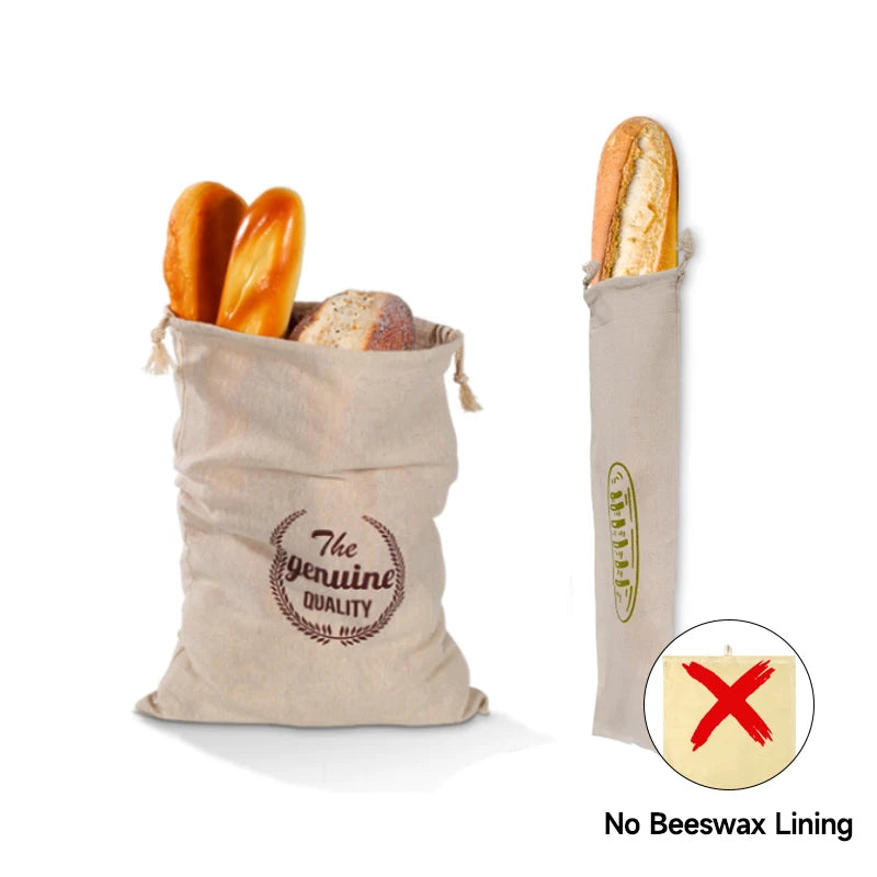 Beeswax Linen Bread Bags, Washable, Removable Lining, Reusable Bread Bag