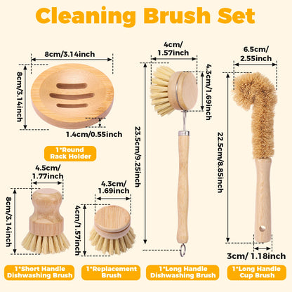 Bamboo Dish Brush Set pot