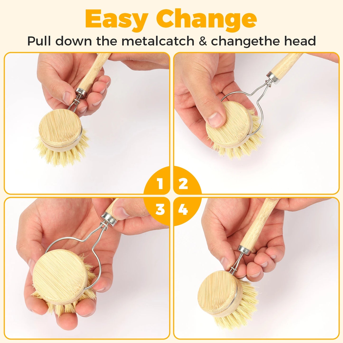 Bamboo Dish Brush Set pot