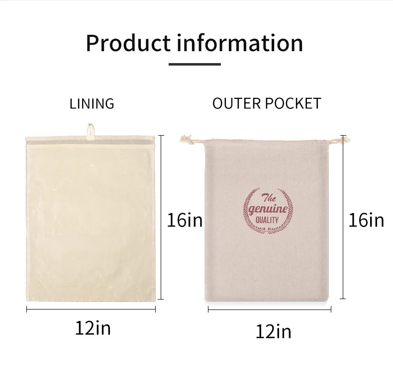 Beeswax Linen Bread Bags, Washable, Removable Lining, Reusable Bread Bag