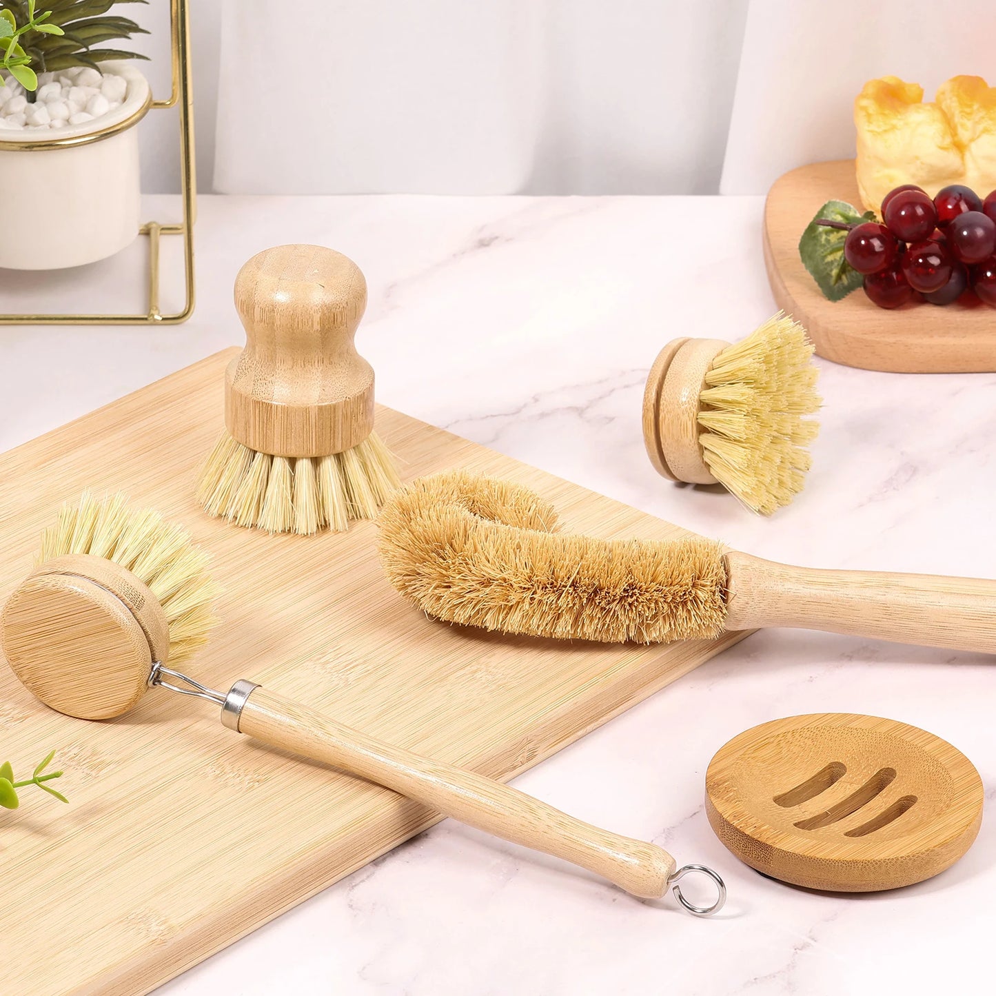 Bamboo Dish Brush Set pot