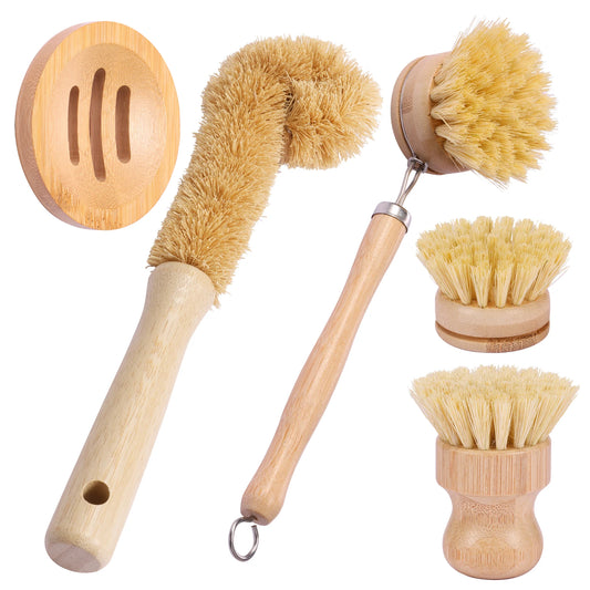 Bamboo Dish Brush Set pot