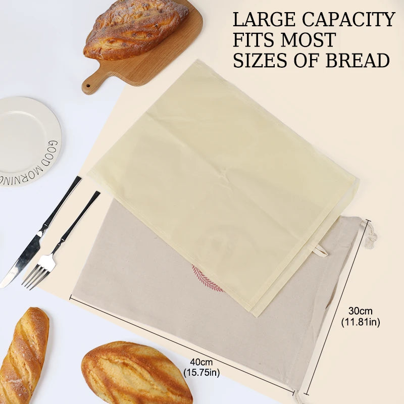 Beeswax Linen Bread Bags, Washable, Removable Lining, Reusable Bread Bag
